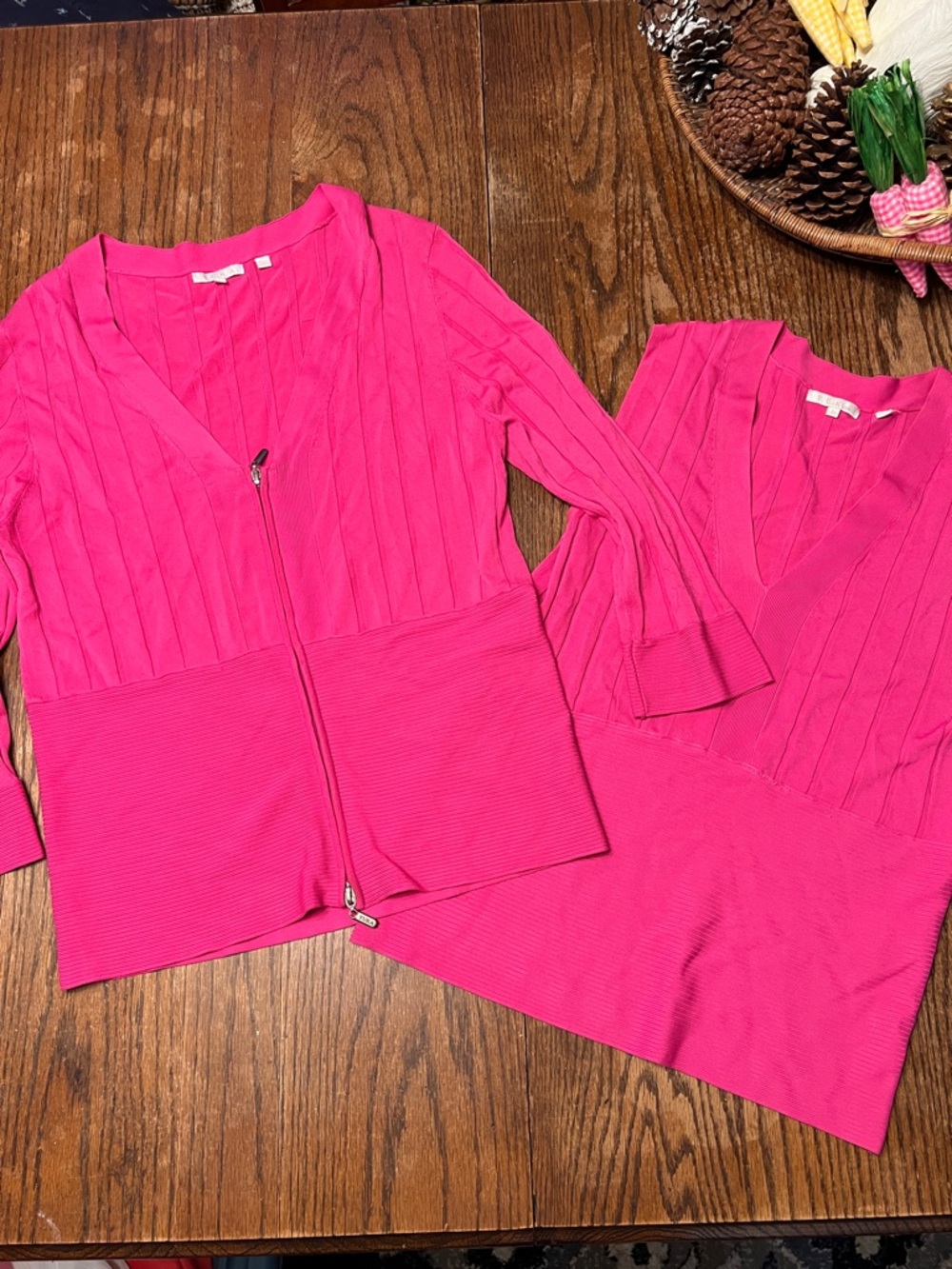 Yuka Vintage Knit  Pink V-Neck  Cardigan and tank top  Set